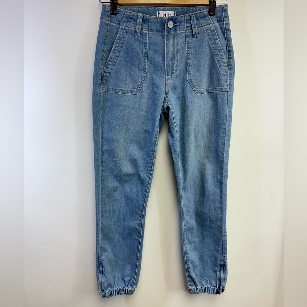 PAIGE, Mayslie Jogger Jeans, Light Blue Wash, Size 24